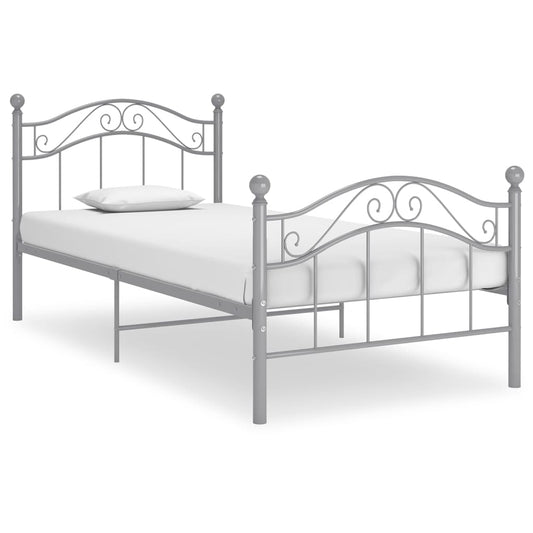 vidaXL Bed Frame Grey Metal 90x200 cm