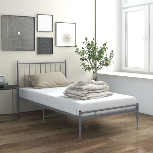 vidaXL Bed Frame Grey Metal 90x200 cm