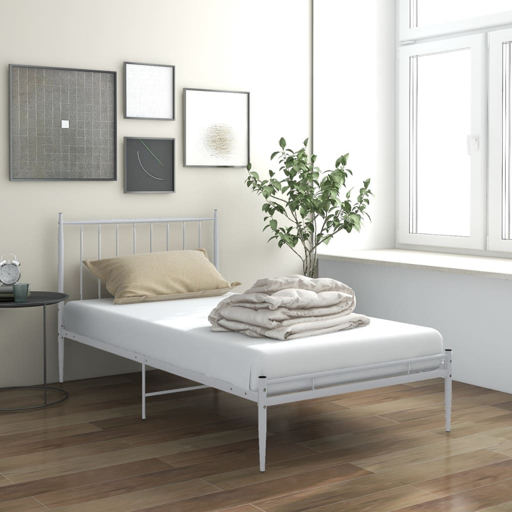 vidaXL Bed Frame White Metal 100x200 cm
