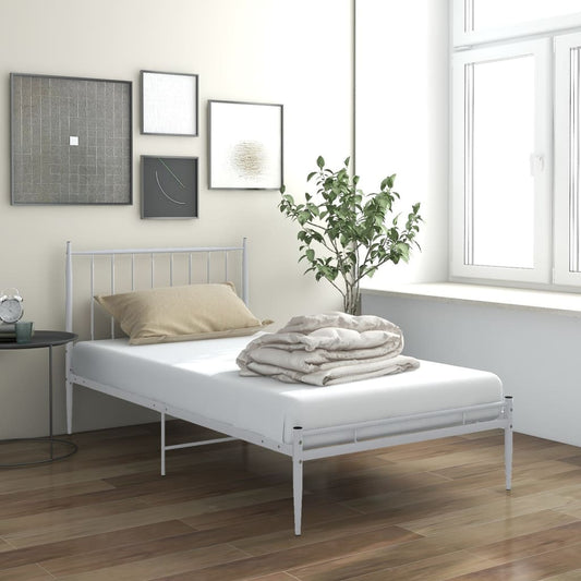 vidaXL Bed Frame White Metal 100x200 cm