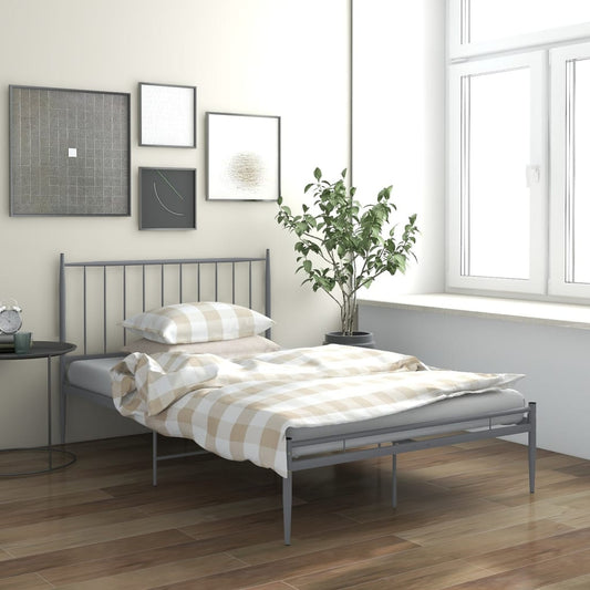 vidaXL Bed Frame Grey Metal 120x200 cm