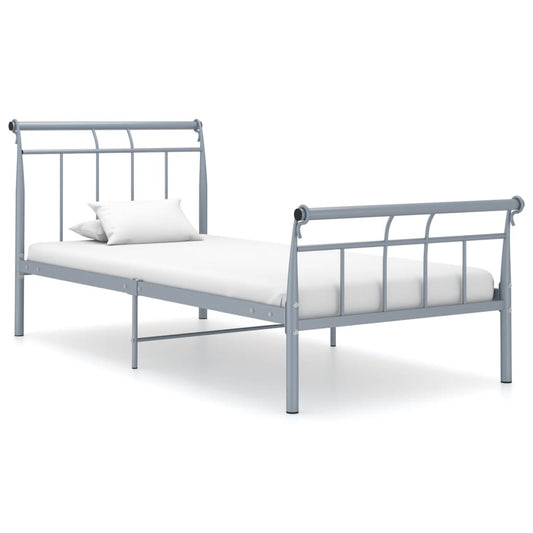 vidaXL Bed Frame Grey Metal 90x200 cm