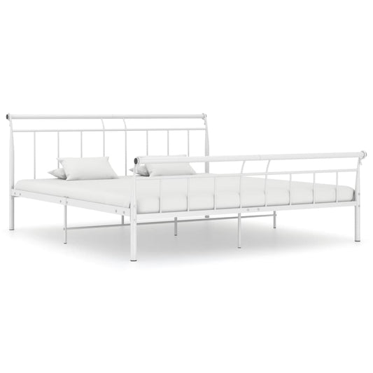 vidaXL Bed Frame White Metal 160x200 cm