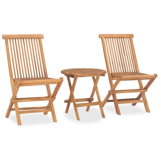 vidaXL 3 Piece Folding Outdoor Dining Set Solid Teak Wood