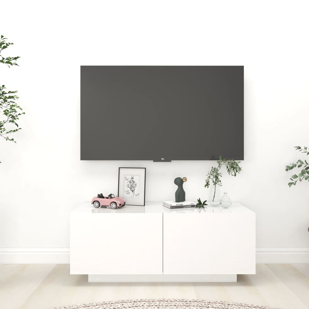vidaXL TV Cabinet High Gloss White 100x35x40 cm Engineered Wood