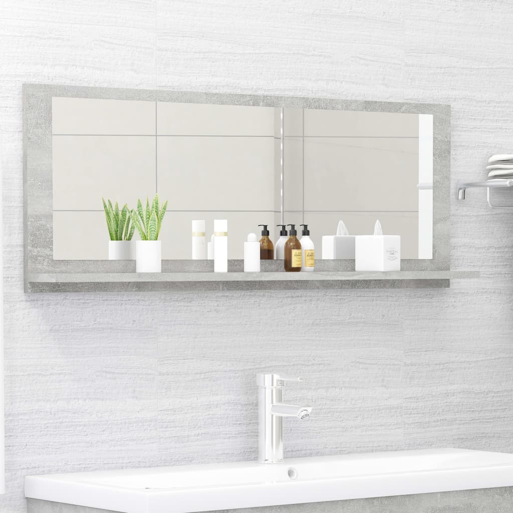 vidaXL Bathroom Mirror Concrete Grey 100x10.5x37 cm Engineered Wood