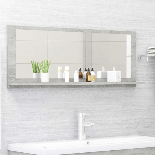 vidaXL Bathroom Mirror Concrete Grey 100x10.5x37 cm Engineered Wood
