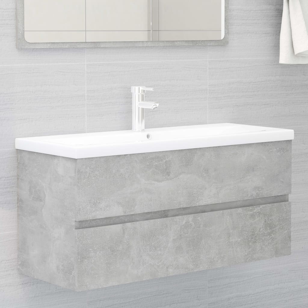 vidaXL Sink Cabinet Concrete Grey 100x38.5x45 cm Engineered Wood