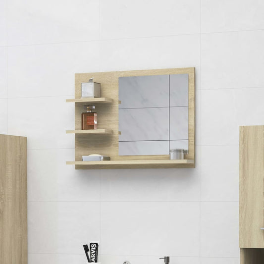 vidaXL Bathroom Mirror Sonoma Oak 60x10.5x45 cm Engineered Wood