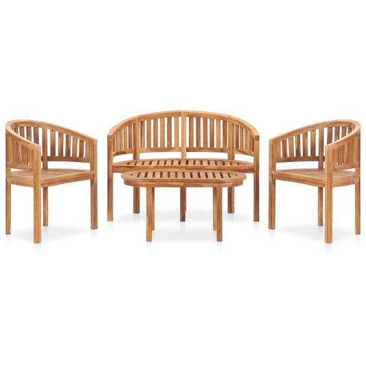 vidaXL 4 Piece Banana Garden Lounge Set Solid Teak Wood