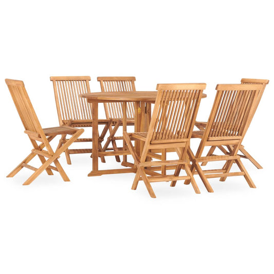 vidaXL 7 Piece Folding Outdoor Dining Set Solid Teak Wood