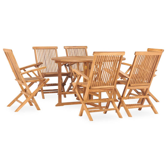vidaXL 7 Piece Folding Outdoor Dining Set Solid Teak Wood