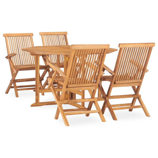 vidaXL 5 Piece Folding Outdoor Dining Set Solid Teak Wood