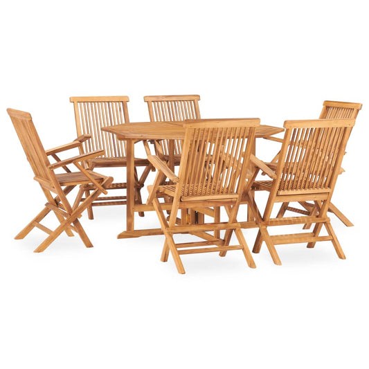 vidaXL 7 Piece Folding Outdoor Dining Set Solid Teak Wood