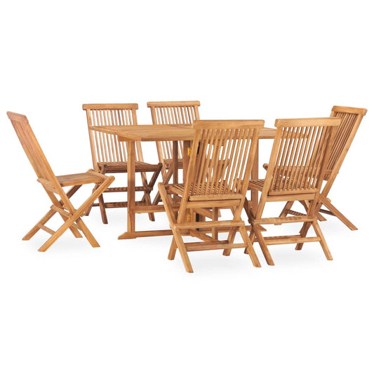 vidaXL 7 Piece Folding Outdoor Dining Set Solid Teak Wood