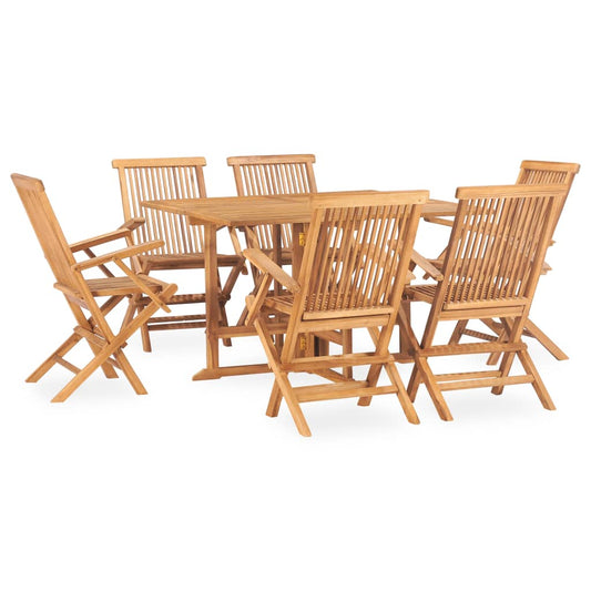 vidaXL 7 Piece Folding Outdoor Dining Set Solid Teak Wood