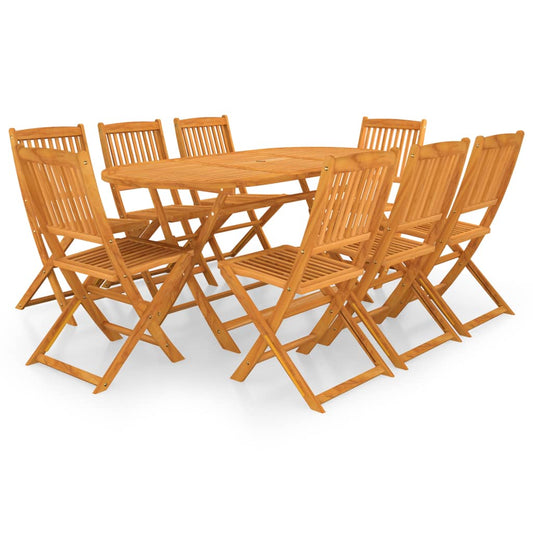 vidaXL 9 Piece Folding Garden Dining Set Solid Acacia Wood