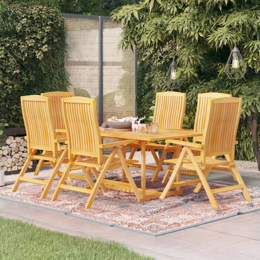 vidaXL 7 Piece Garden Dining Set Solid Teak Wood
