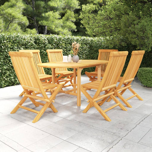 vidaXL 7 Piece Garden Dining Set Solid Teak Wood