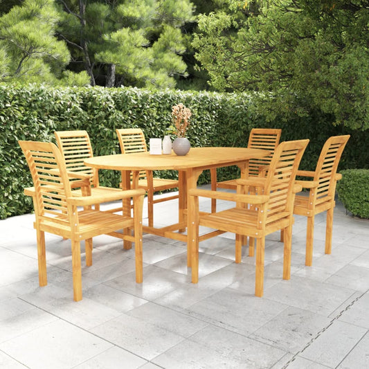 vidaXL 7 Piece Garden Dining Set Solid Teak Wood