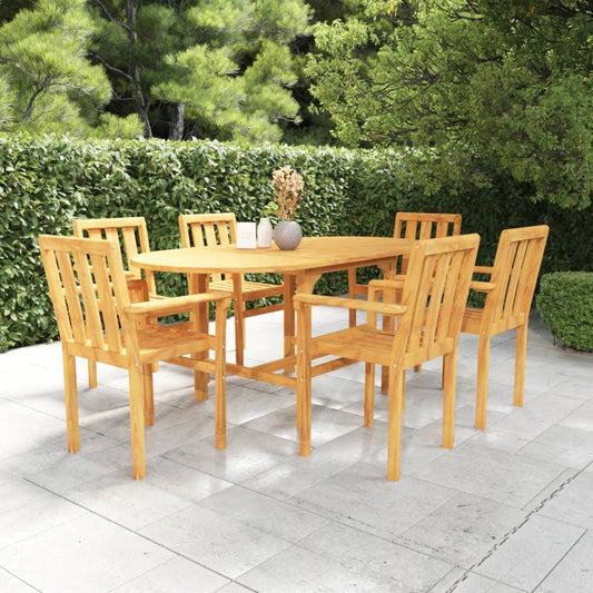 vidaXL 7 Piece Garden Dining Set Solid Teak Wood
