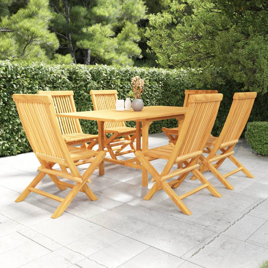 vidaXL 7 Piece Garden Dining Set Solid Teak Wood