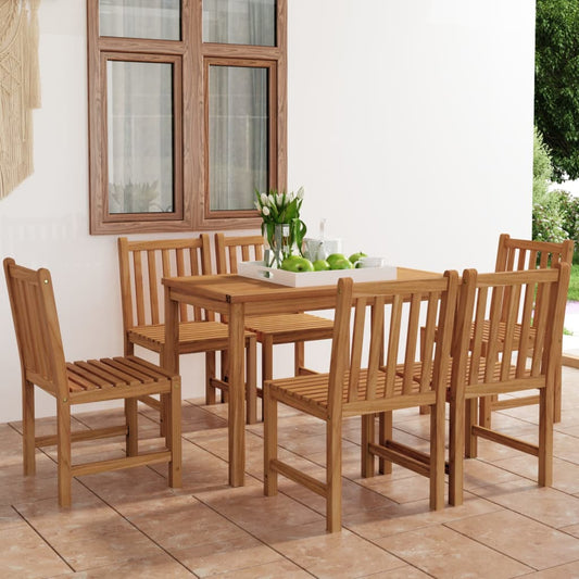 vidaXL 7 Piece Garden Dining Set Solid Teak Wood