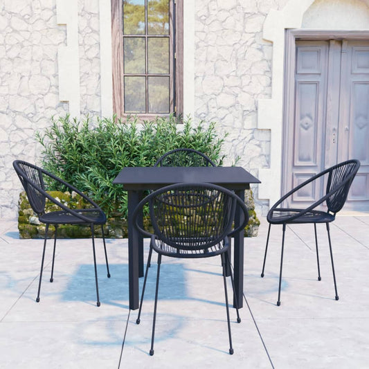 vidaXL 5 Piece Outdoor Dining Set PVC Rattan Black