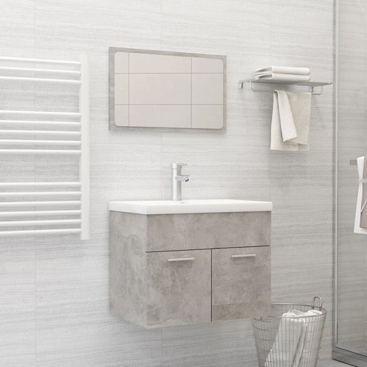 vidaXL 2 Piece Bathroom Furniture Set Concrete Grey Engineered Wood