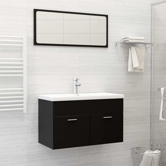 vidaXL 2 Piece Bathroom Furniture Set Black Engineered Wood