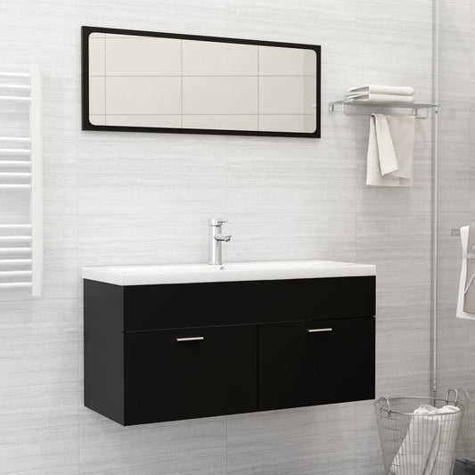 vidaXL 2 Piece Bathroom Furniture Set Black Engineered Wood