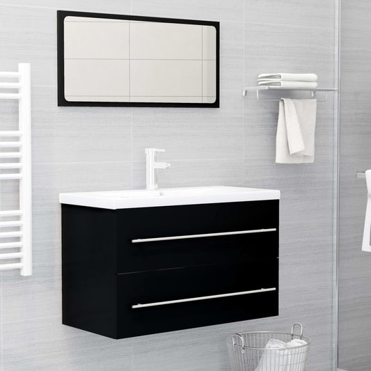 vidaXL 2 Piece Bathroom Furniture Set Black Engineered Wood