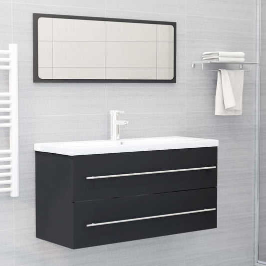 vidaXL 2 Piece Bathroom Furniture Set Grey Engineered Wood