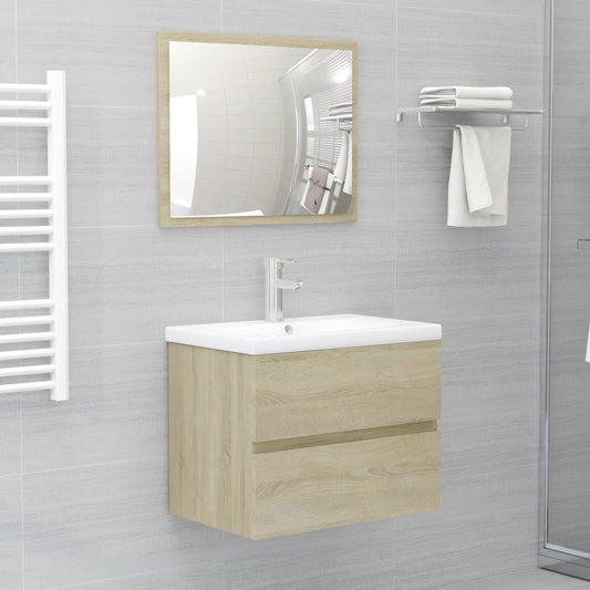 vidaXL 2 Piece Bathroom Furniture Set Sonoma Oak Engineered Wood