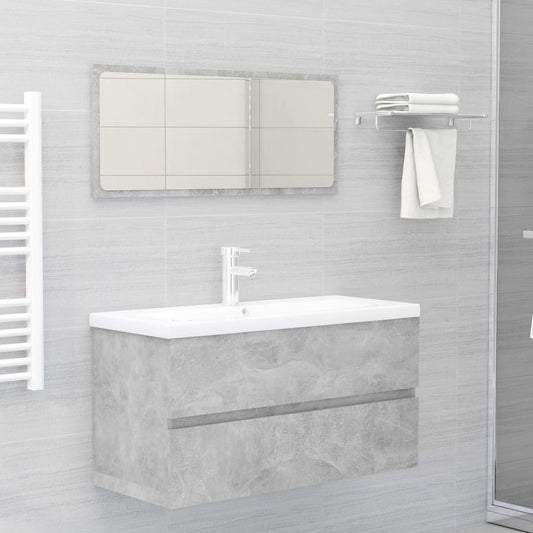 vidaXL 2 Piece Bathroom Furniture Set Concrete Grey Engineered Wood