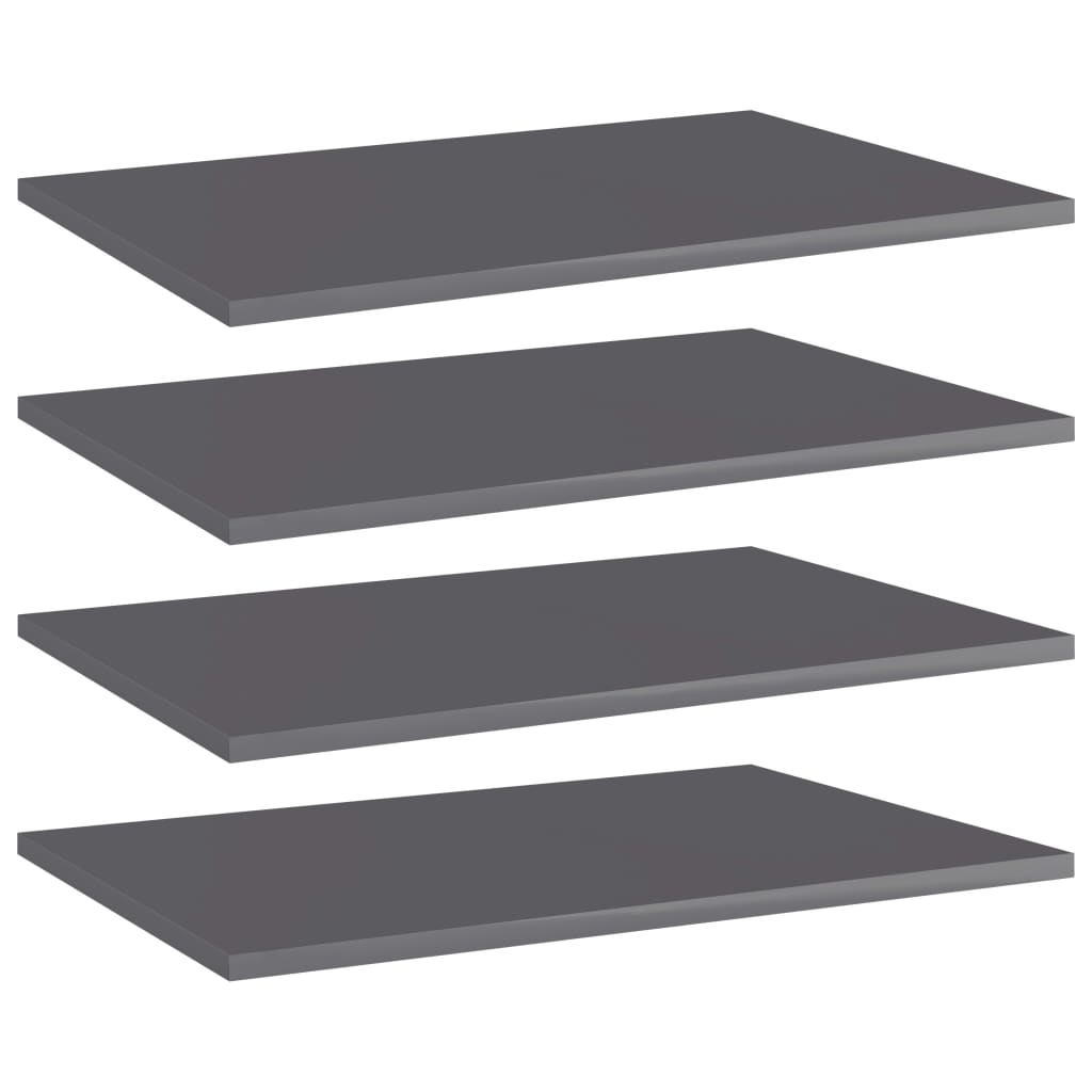 vidaXL Bookshelf Boards 4 pcs High Gloss Grey 60x40x1.5 cm Engineered Wood