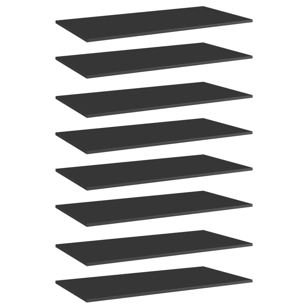 vidaXL Bookshelf Boards 8 pcs High Gloss Black 80x30x1.5 cm Engineered Wood