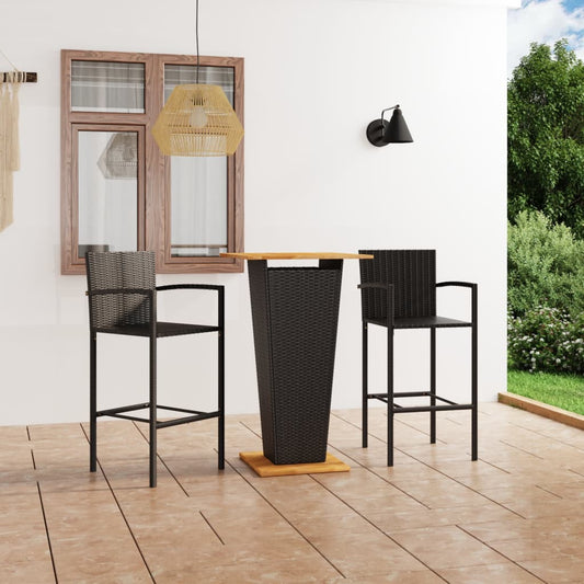 vidaXL 3 Piece Garden Bar Set Black