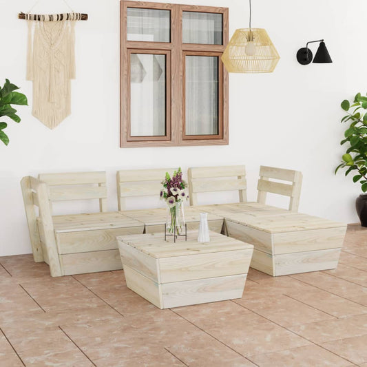 vidaXL 5 Piece Garden Pallet Lounge Set Impregnated Spruce Wood