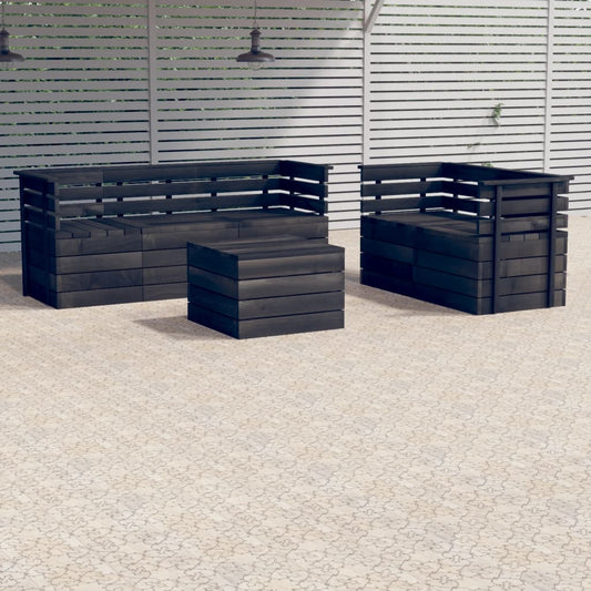 vidaXL 6 Piece Garden Pallet Lounge Set Solid Pinewood Dark Grey