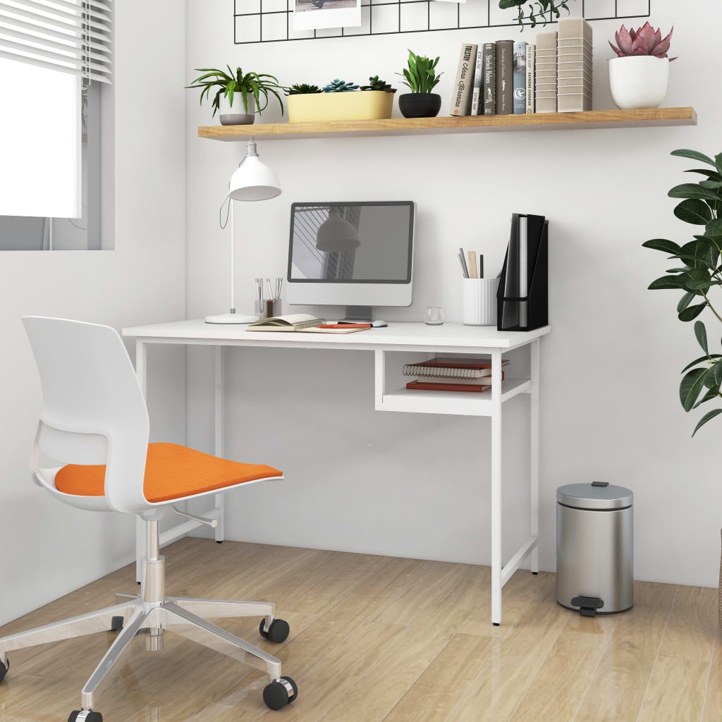 vidaXL Computer Desk White 105x55x72 cm MDF and Metal