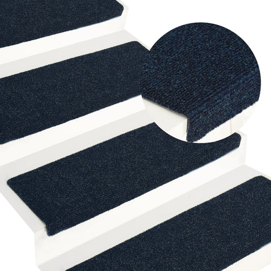 vidaXL Stair Mats 15 pcs Needle Punch 65x21x4 cm Blue
