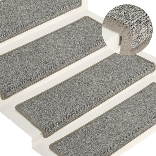 vidaXL Carpet Stair Treads 15 pcs 65x21x4 cm White and Grey