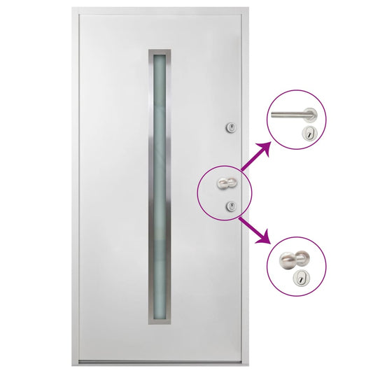 vidaXL Aluminium Front Door White 100x200 cm