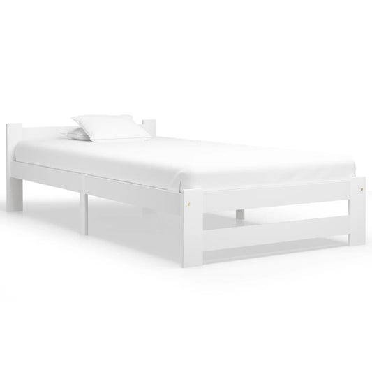 vidaXL Bed Frame White Solid Pine Wood 90x200 cm