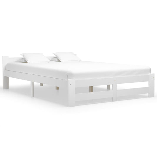 vidaXL Bed Frame White Solid Pine Wood 140x200 cm