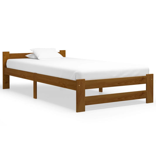 vidaXL Bed Frame Honey Brown Solid Pine Wood 90x200 cm