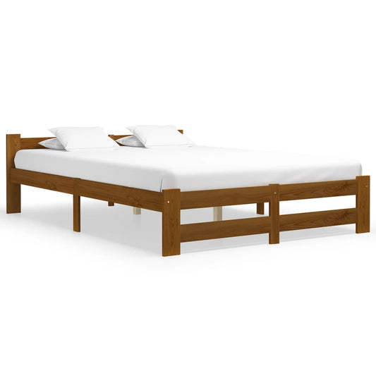 vidaXL Bed Frame Honey Brown Solid Pine Wood 120x200 cm