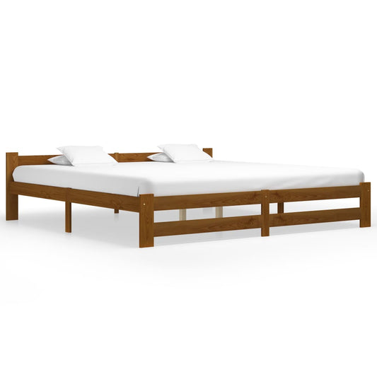 vidaXL Bed Frame Honey Brown Solid Pine Wood 200x200 cm