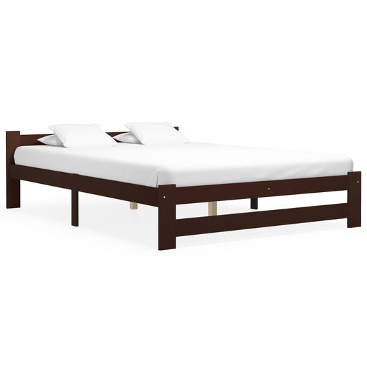vidaXL Bed Frame Dark Brown Solid Pine Wood 180x200 cm 6FT Super King